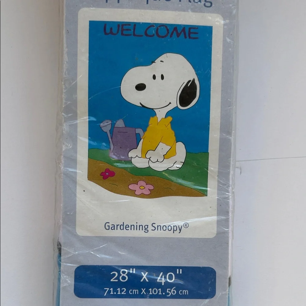 Vtg Peanuts Snoopy Welcome Gardening Spring Appliqué Flag 28”x40” Life’s Breeze - Picture 1 of 6